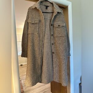 Brushed Houndstooth Longlined Jacket